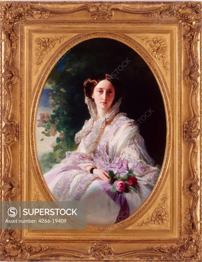 Portrait of Grand Duchess Olga Nikolaevna of Russia (1822-1892), Queen of Wurttemberg by Winterhalter, Franz Xavier (1805-1873)/ Landesmuseum Wurttemberg/ 1856/ Germany/ Oil on canvas/ Academic art/ Portrait