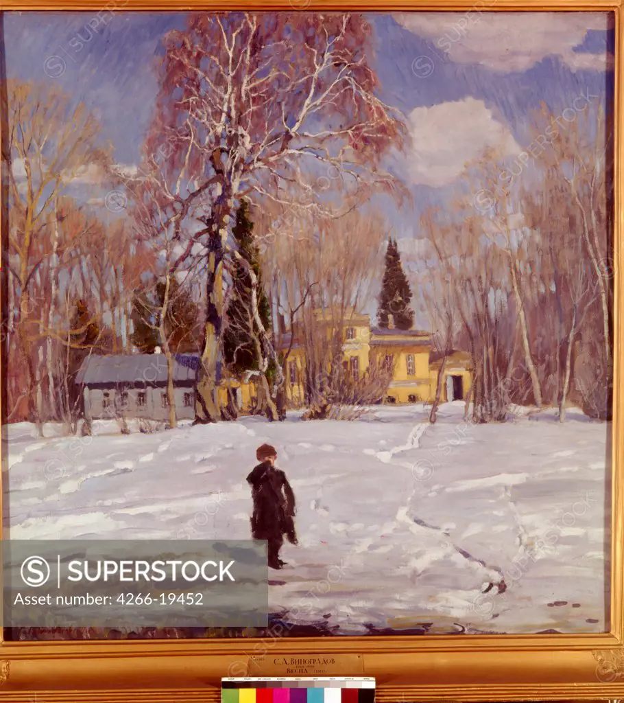 Spring by Vinogradov, Sergei Arsenyevich (1869-1938)/ State Russian Museum, St. Petersburg/ 1911/ Russia/ Oil on canvas/ Realism/ 95,5x95,5/ Landscape