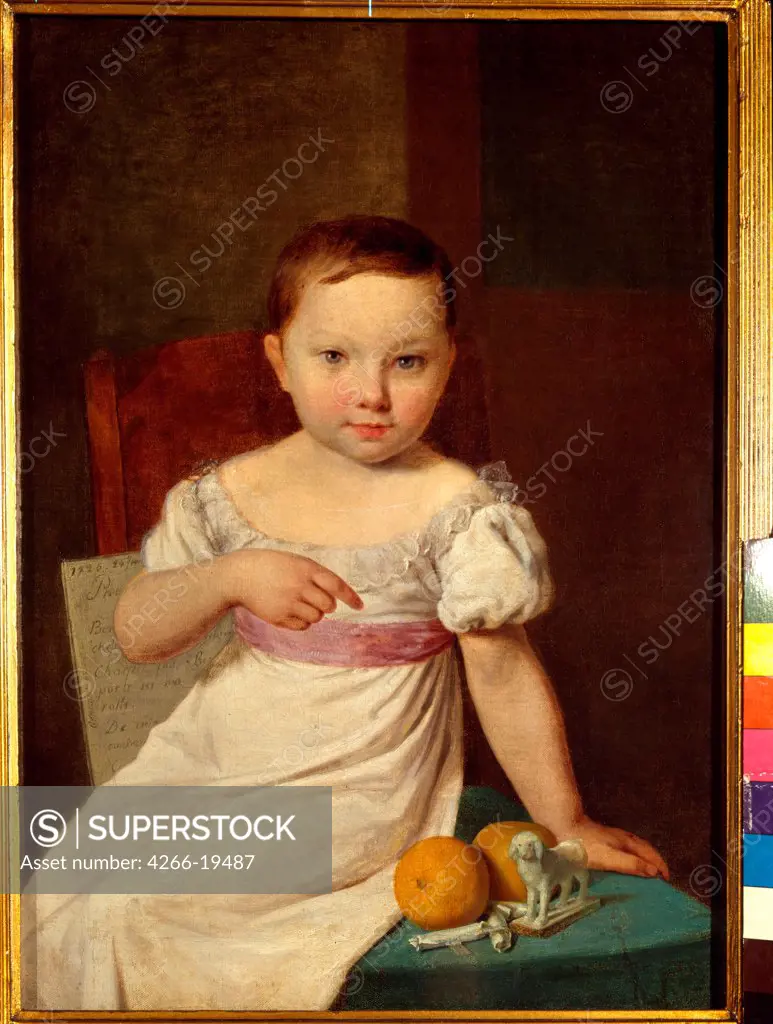 Portrait of Nastenka Khavskaya by Venetsianov, Alexei Gavrilovich (1780-1847)/ Regional Art Museum, Arkhangelsk/ 1826/ Russia/ Oil on canvas/ Romanticism/ 66,4x48,7/ Portrait