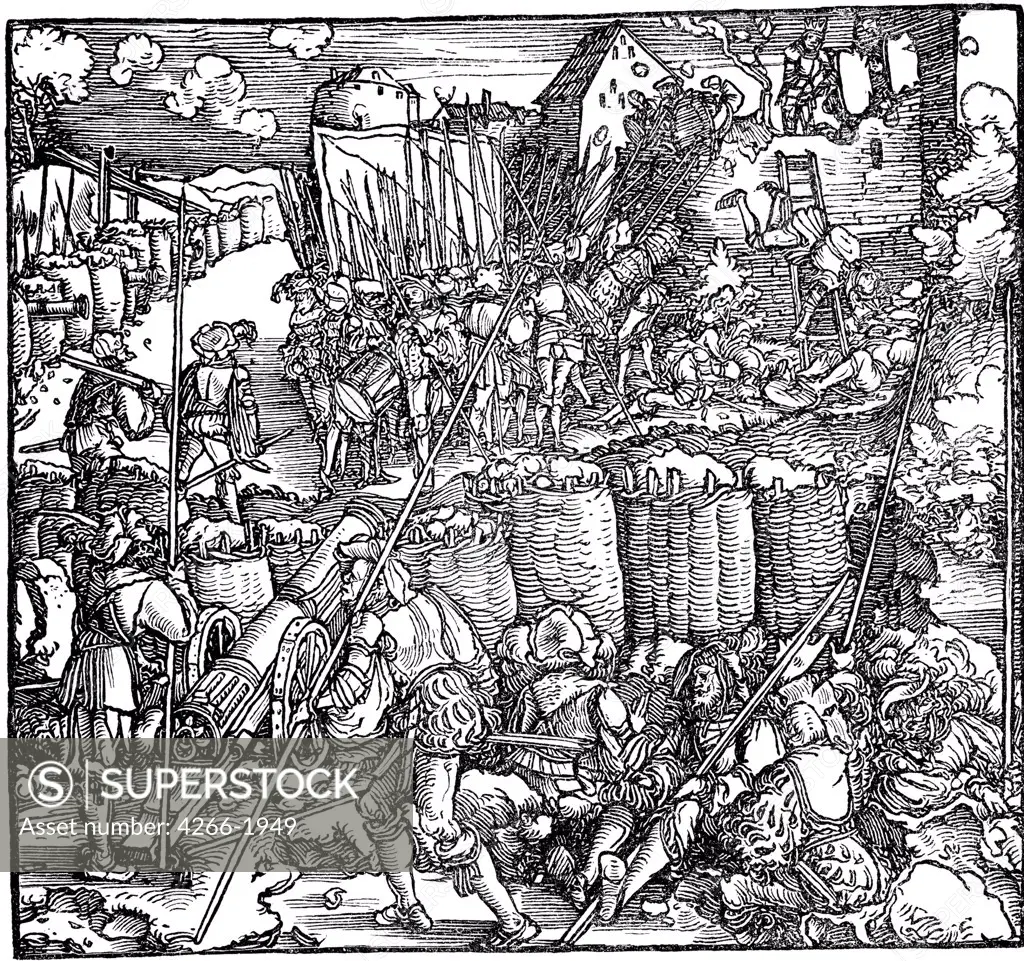 Siege by Hans Weiditz the Younger, Woodcut, 1532, circa 1500-1536, Private Collection