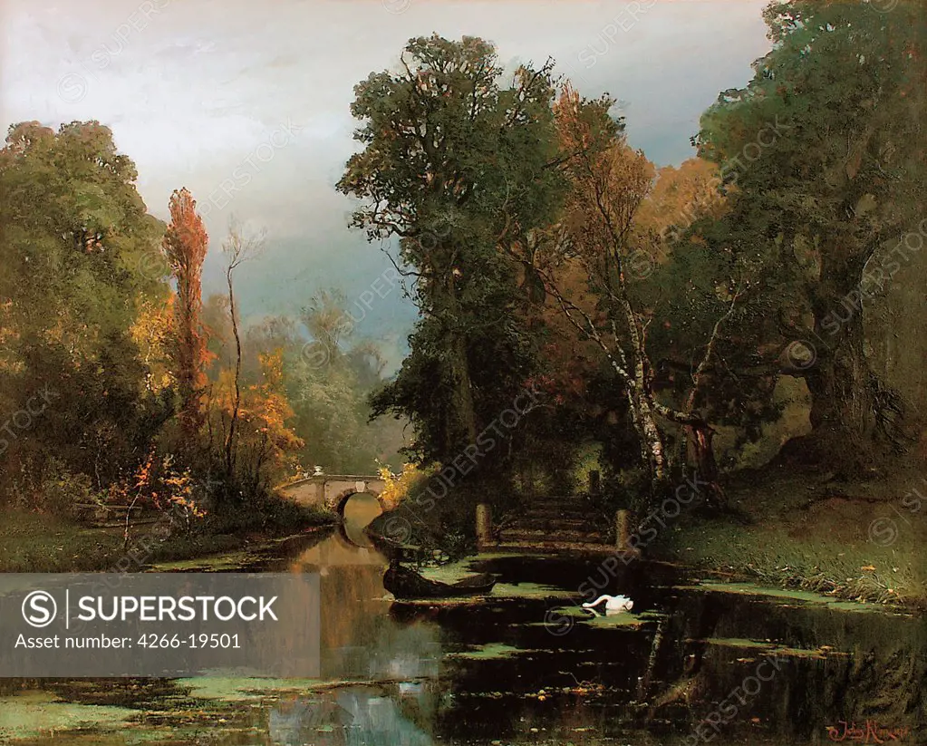Overgrown pond (Gatchina park) by Klever, Juli Julievich (Julius), von (1850-1924)/ Private Collection/ 1878/ Russia/ Oil on canvas/ Realism/ Landscape
