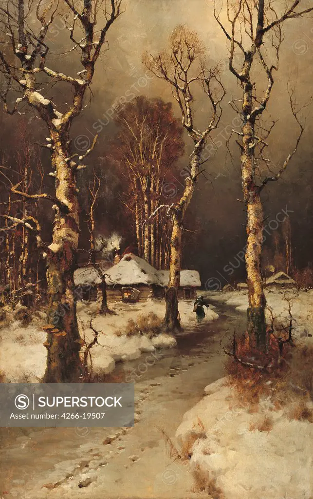 Thaw by Klever, Juli Julievich (Julius), von (1850-1924)/ Private Collection/ Russia/ Oil on canvas/ Realism/ Landscape