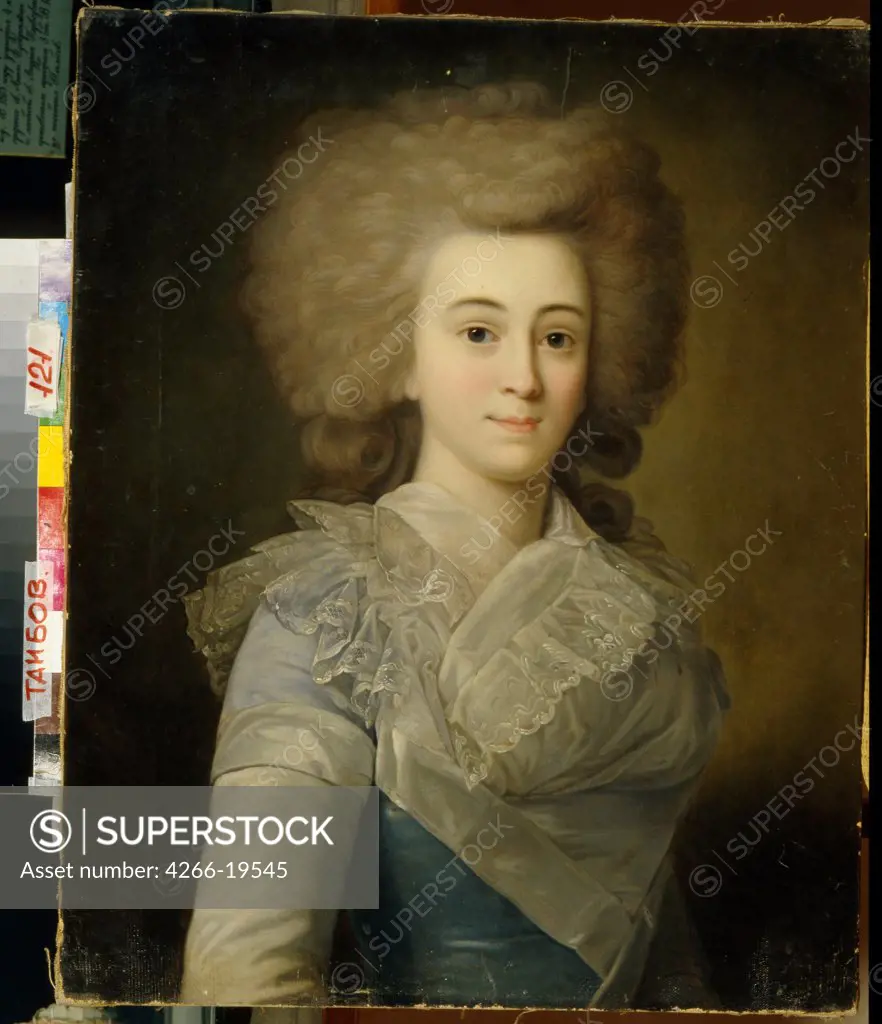 Portrait of Elisaveta Alexandrovna Stroganova (1745-1831) by Anonymous  / Regional Art Gallery, Tambov/ 1770s/ Russia/ Oil on canvas/ Rococo/ 63x51/ Portrait