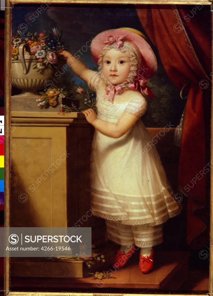 Portrait of Ekaterina Dmitrievna Obreskova (1822-1874) by Anonymous  / State A. Radishchev Art Museum, Saratov/ ca 1825/ Russia/ Oil on canvas/ Romanticism/ 93x65/ Portrait