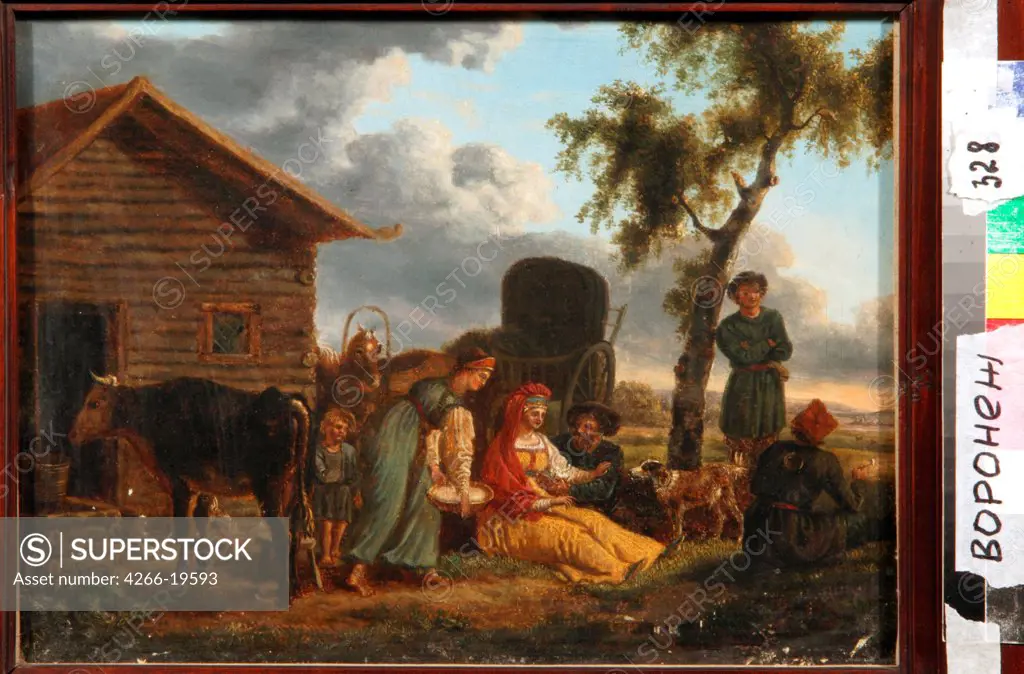 A Peasant Scene by Anonymous  / Regional I. Kramskoi Art Museum, Voronezh/ Russia/ Oil on canvas/ Romanticism/ 24,5x32,5/ Genre