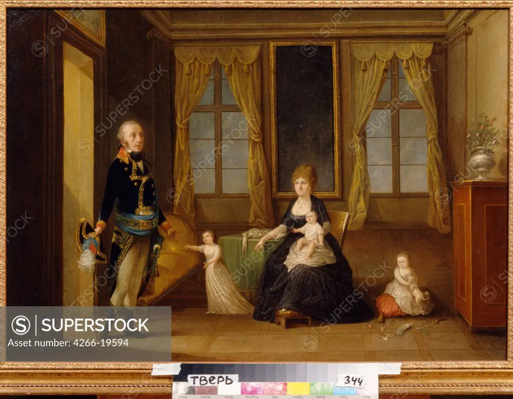 The Chernyshov Family by Anonymous  / Regional Art Gallery, Tver/ Early 19th cen./ Russia/ Oil on canvas/ Classicism/ 62,5x87,5/ Genre
