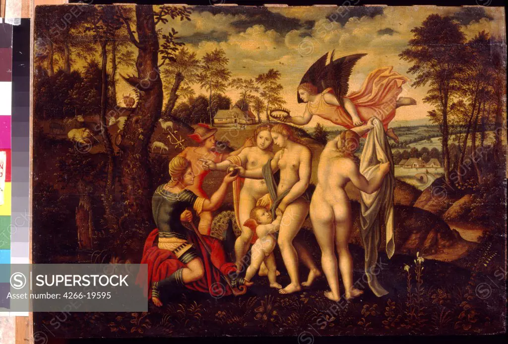 The Judgement of Paris by German master  / State A. Pushkin Museum of Fine Arts, Moscow/ Mid of 16th cen./ Germany/ Oil on wood/ Renaissance/ 40x56/ Mythology, Allegory and Literature