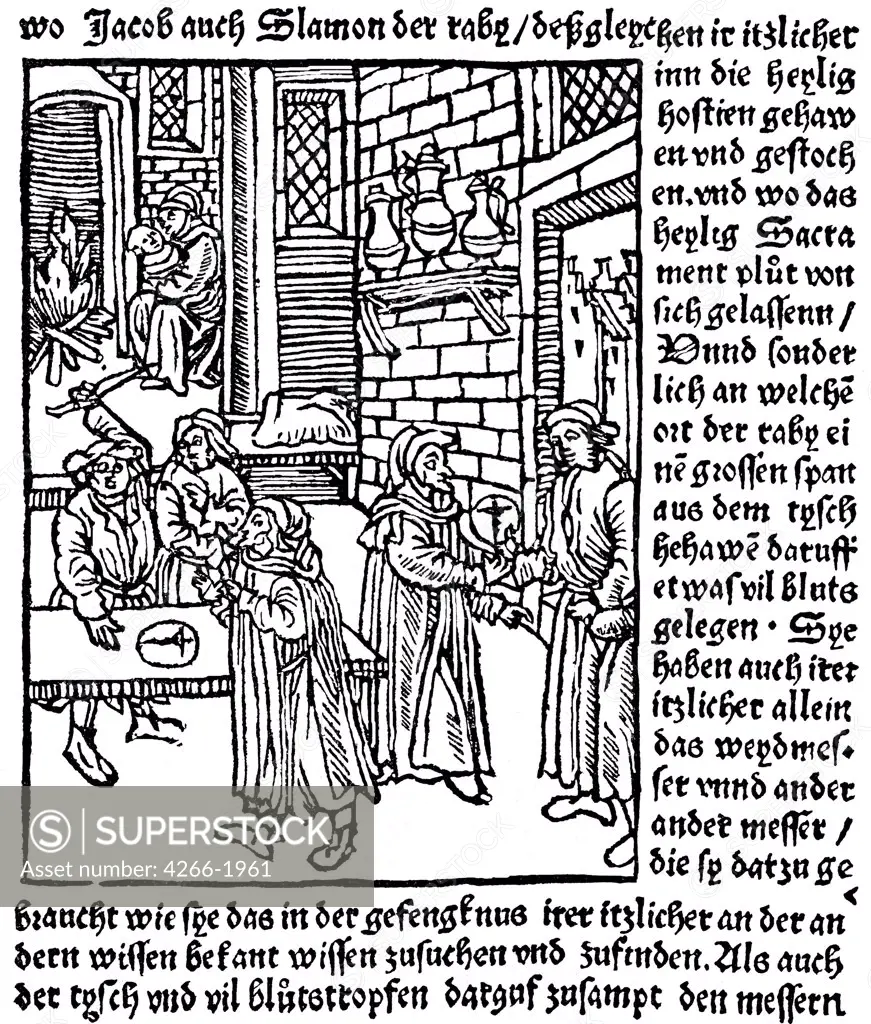 Medieval urban scene by German master, Woodcut, 1511, Private Collection