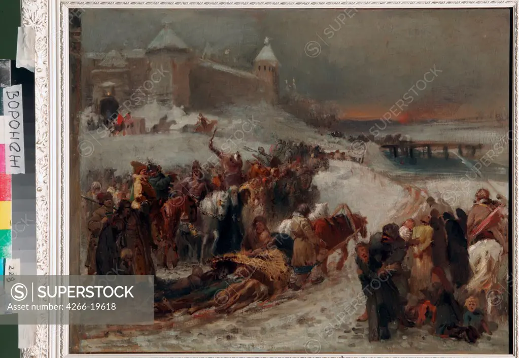 The Time of Troubles by Makovsky, Konstantin Yegorovich (1839-1915)/ Regional I. Kramskoi Art Museum, Voronezh/ Russia/ Oil on canvas/ Academic art/ 48x65/ History