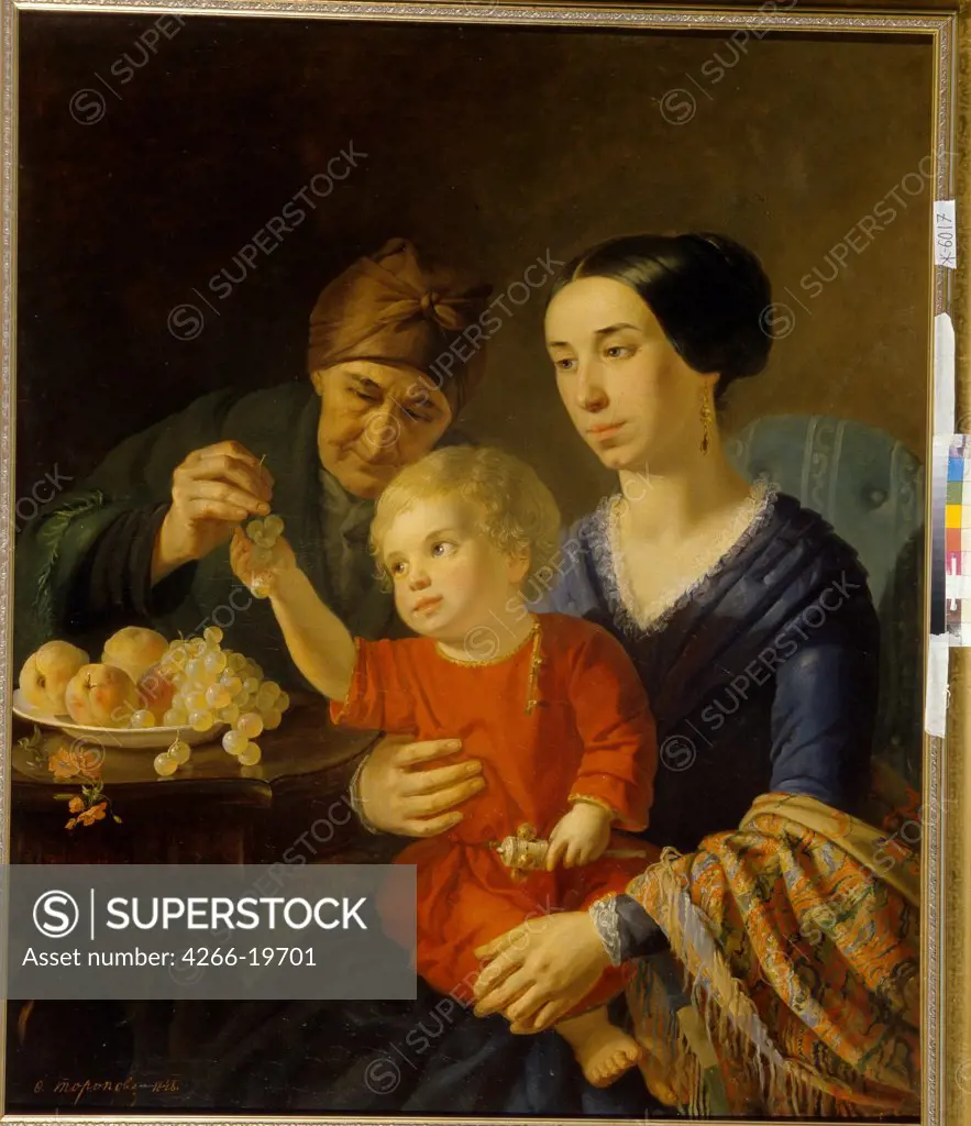 Family portrait by Toropov, Foma Gavrilovich (1821-1898)/ State Russian Museum, St. Petersburg/ 1848/ Russia/ Oil on canvas/ Neoclassicism/ 107x88/ Portrait,Genre