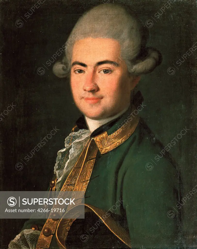 Portrait of the playwright Alexander Andreyevich Volkov (1736-1788) by Christineck, Carl Ludwig Johann (1732/3-1792/4)/ State Art Museum, Yaroslavl/ 1768/ Germany/ Oil on canvas/ Rococo/ Portrait