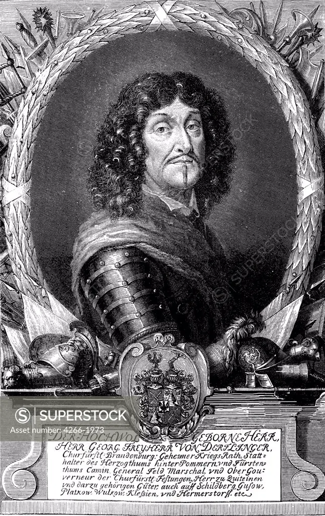 Portrait of Field Marshal of Prussia by Johann Hainzelmann, Copper engraving, 1641-1690s, Private Collection