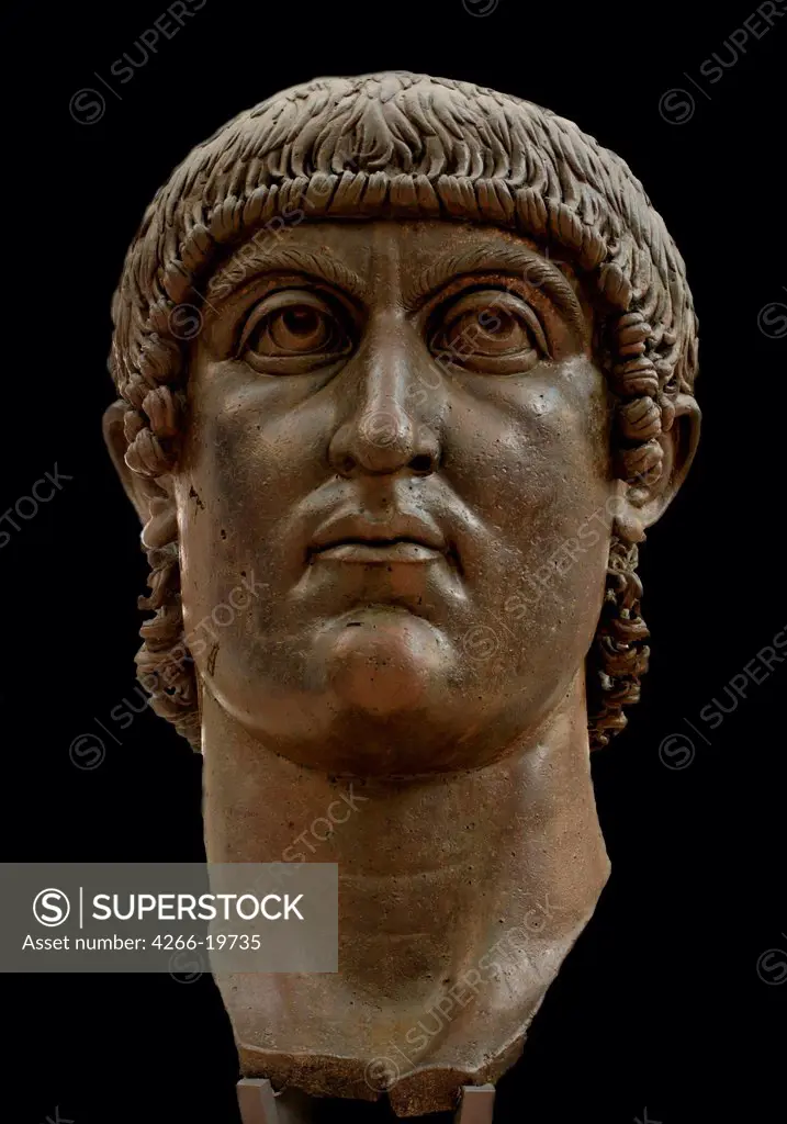 Constantine the Great (Head of Constantine's colossal statue) by Classical Antiquities  / Capitoline Museums, Rome/ c. 313-324/ Marble/ Classical Antiquities/ Portrait