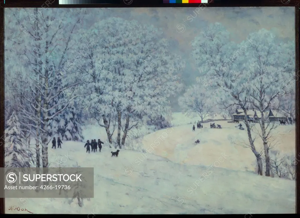 Russian Winter. Ligachevo by Yuon, Konstantin Fyodorovich (1875-1958)/ State Tretyakov Gallery, Moscow/ 1947/ Russia/ Oil on canvas/ Soviet Art/ 132x185/ Landscape