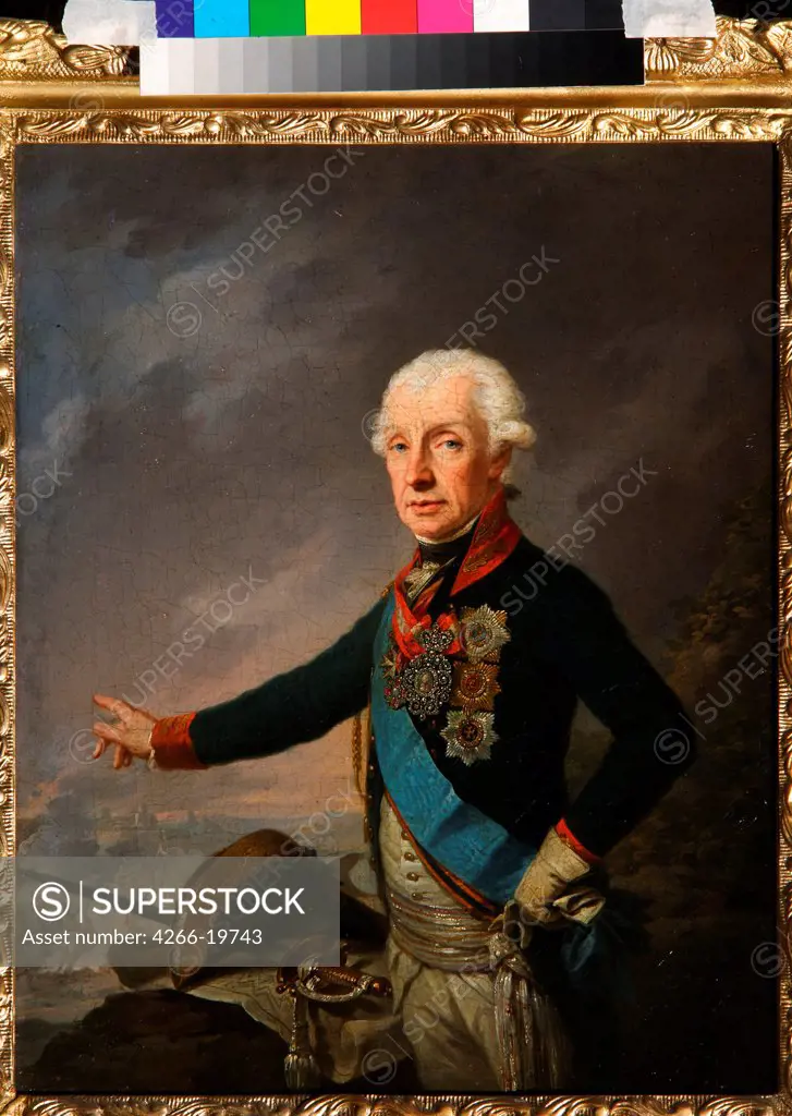 Portrait of Field Marshal Generalissimo Prince Alexander Suvorov (1729_1800) by Kreuzinger, Josef (1757-1829)/ A. Suvorov State Memorial Museum, St. Petersburg/ 1799/ Austria/ Oil on canvas/ Classicism/ Portrait