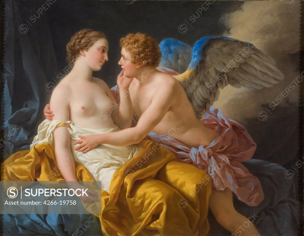 Cupid and Psyche by Lagrenee, Louis-Jean-Francois (1725-1805)/ Nationalmuseum Stockholm/ before 1805/ France/ Oil on wood/ Classicism/ Mythology, Allegory and Literature