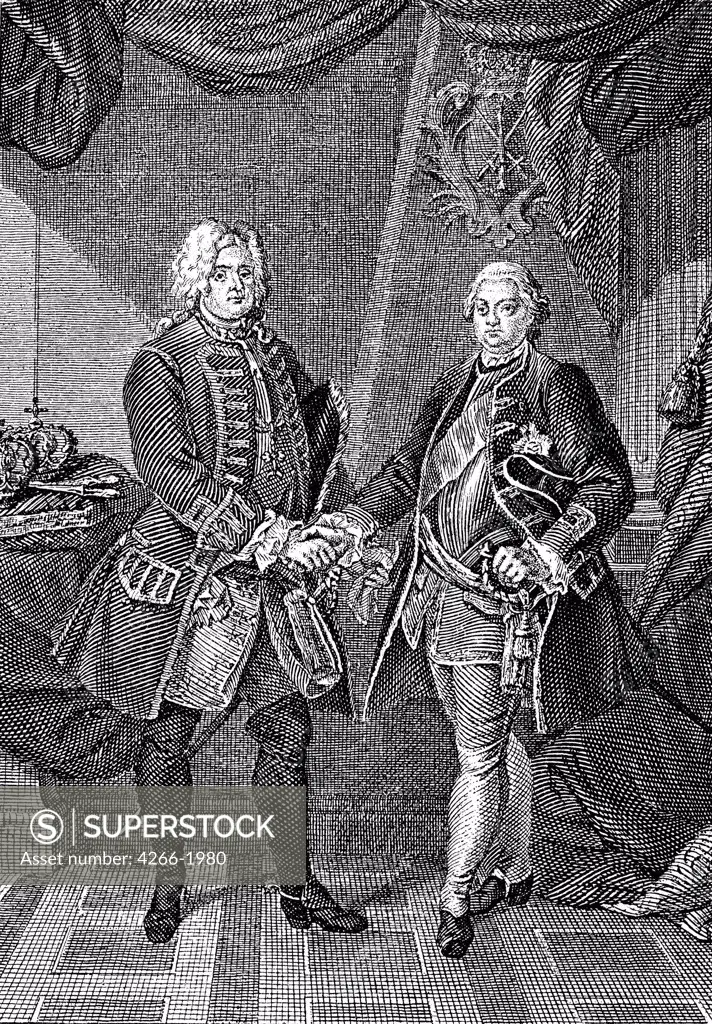 Portrait of two man by Ulrich Ludwig Friedrich Wolff, Copper engraving, 18th century, 1772-1832, Private Collection