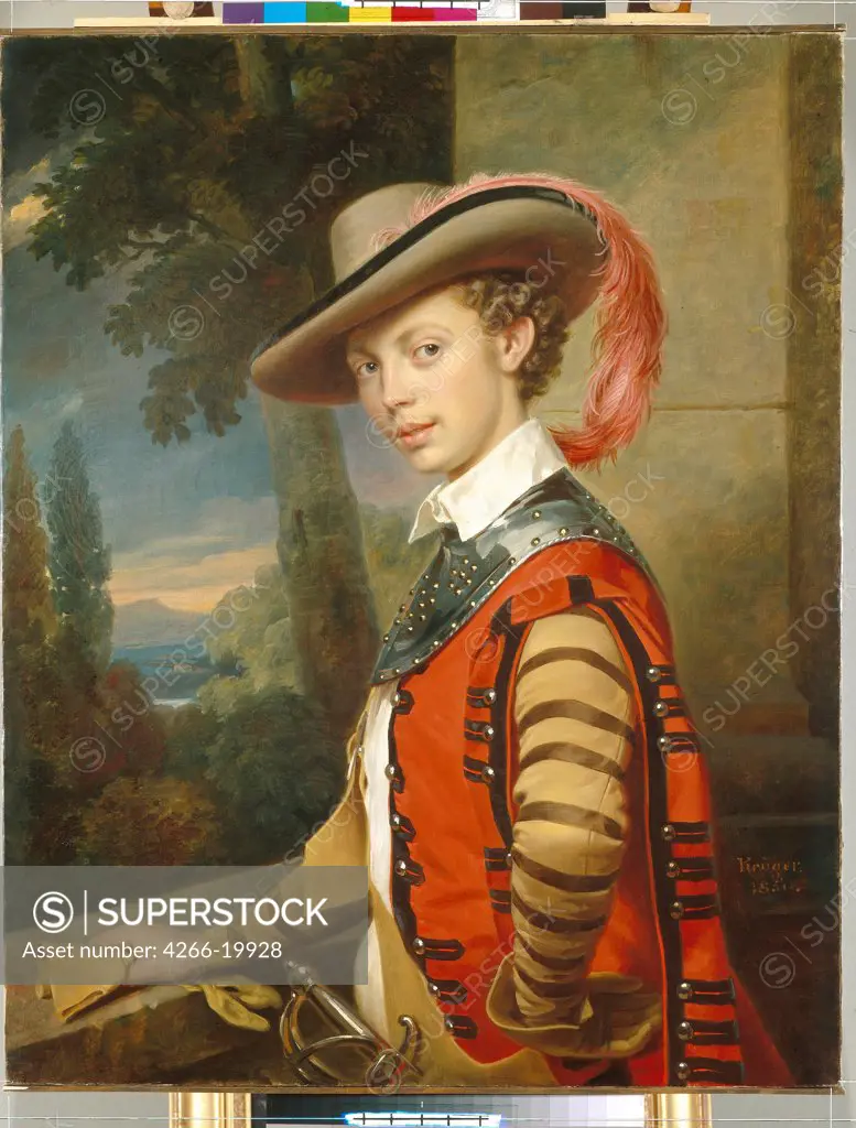 Portrait of Prince Nikolai Saltykov in Fancy Dress by Kruger, Franz (1797-1857)/ State Hermitage, St. Petersburg/ 1850/ Germany/ Oil on canvas/ Academic art/ 98x79/ Portrait