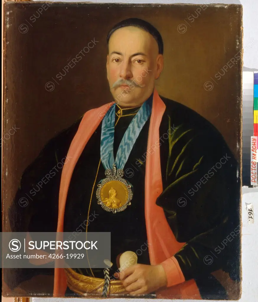 Portrait of Stepan Danilovich Yefremov, Ataman of the Don Cossack Host by Christineck, Carl Ludwig Johann (1732/3-1792/4)/ Regional Art Museum, Rostov on Don/ 1765/ Germany/ Oil on canvas/ Rococo/ Portrait