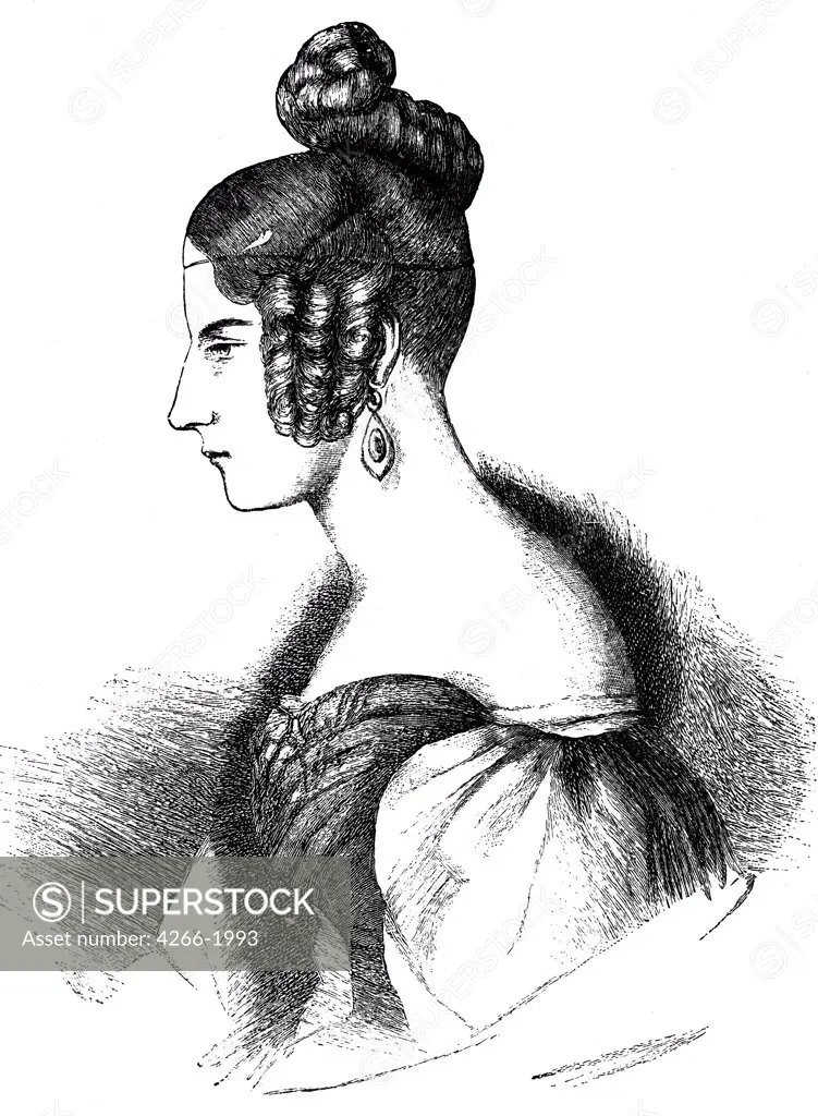 Selfportrait by Princess Elisa Radziwill, copper engraving, 1820s, 1803-1834, Private Collection