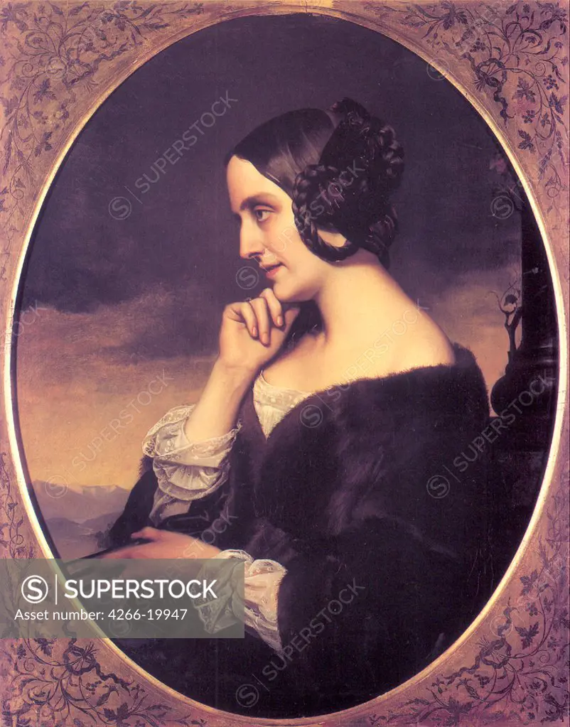 Portrait of Marie dÍAgoult (1805-1876) by Lehmann, Henri (1814-1882)/ Musee de la Vie romantique, Paris/ 1843/ France/ Oil on canvas/ Romanticism/ Portrait