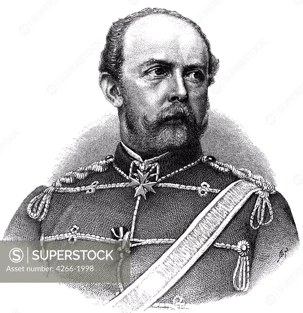 Portrait of Field Marshal of Prussia by Albert Teichel, copper engraving, 1860s, 1822-1873, Private Collection