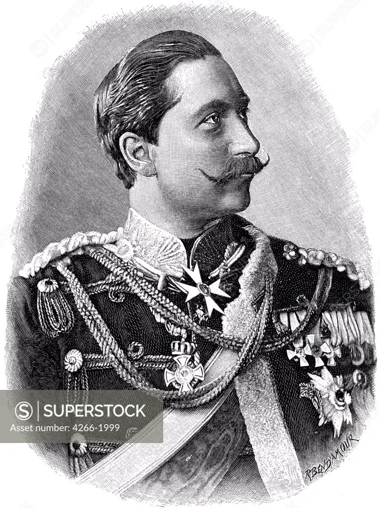 Portrait of Wilhelm II of Prussia by Richard Brendamour, woodcut, 1890s, 1831-1915, Private Collection