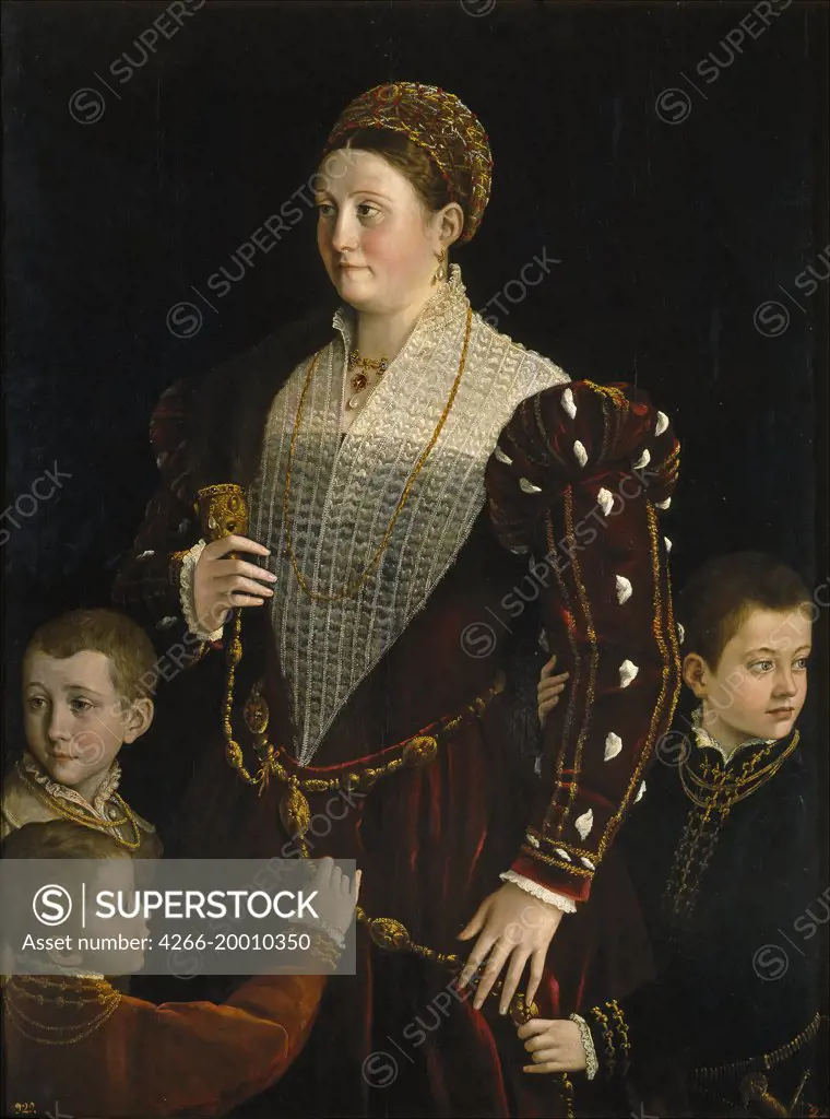 Portrait of Camilla Gonzaga di San Secondo and Her Three Sons by Parmigianino (1503-1540) / Museo del Prado, Madrid / 1536-1537 / Italy, Parmese School / Oil on wood / Portrait / 128x97 / Mannerism