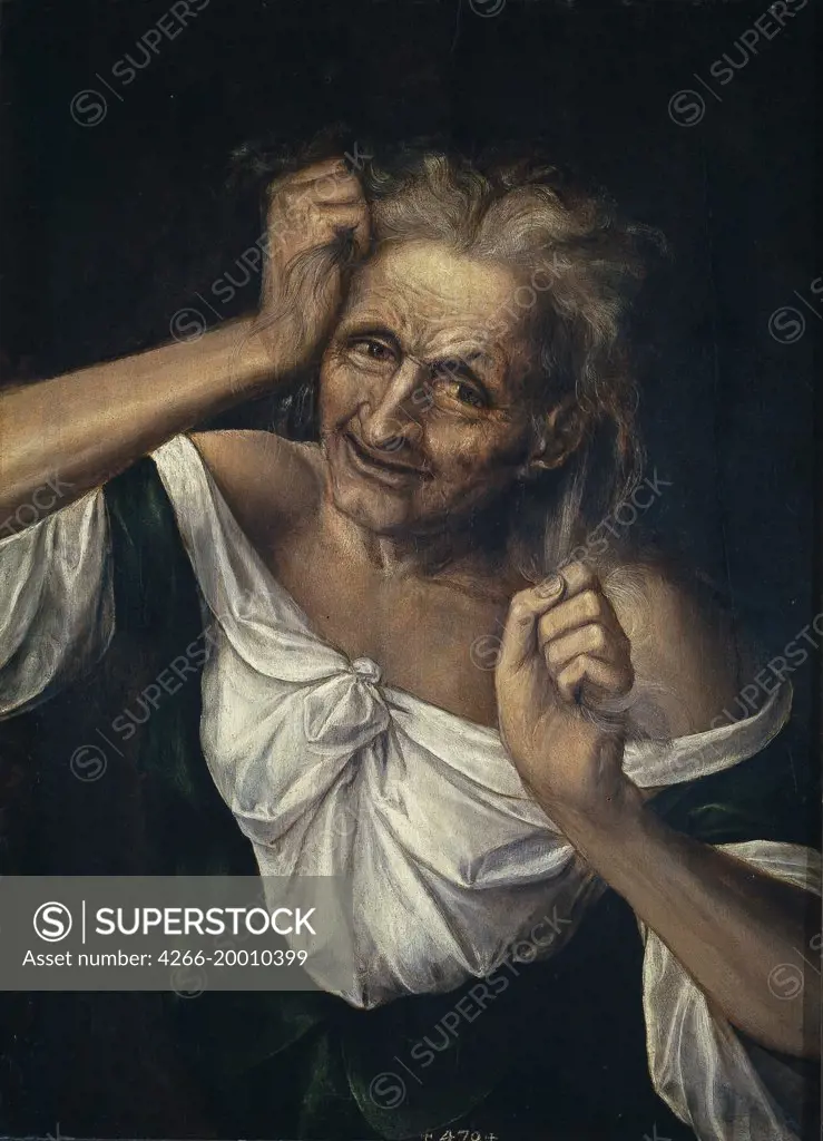Old Woman Tearing at her Hair by Massys, Quentin (1466ñ1530) / Museo del Prado, Madrid / 1525-1530 / The Netherlands / Oil on wood / Bible / 55x40 / Early Netherlandish Art