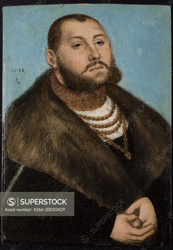 John Frederick I, Elector of Saxony (1503-1554) by Cranach, Lucas, the Elder (1472-1553) / Museo del Prado, Madrid / 1533 / Germany / Oil on wood / Portrait / 20x14 / Renaissance
