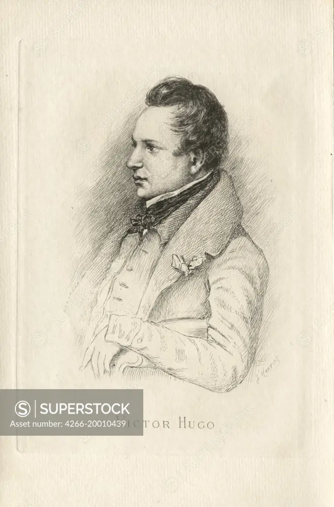 Portrait of Victor Hugo (1802-1885) by Noel, Leon (1807-1884) / Private Collection / 1832 / France / Lithograph / Portrait /Romanticism