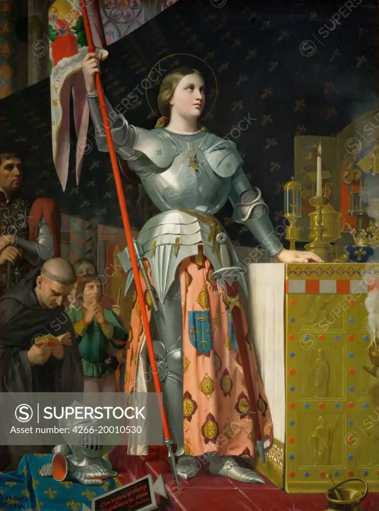 Joan of Arc at the Coronation of Charles VII in the Cathedral at Reims by Ingres, Jean Auguste Dominique (1780-1867) / Louvre, Paris / 1854 / France / Oil on canvas / Mythology, Allegory and Literature,History / 240x178 / Classicism