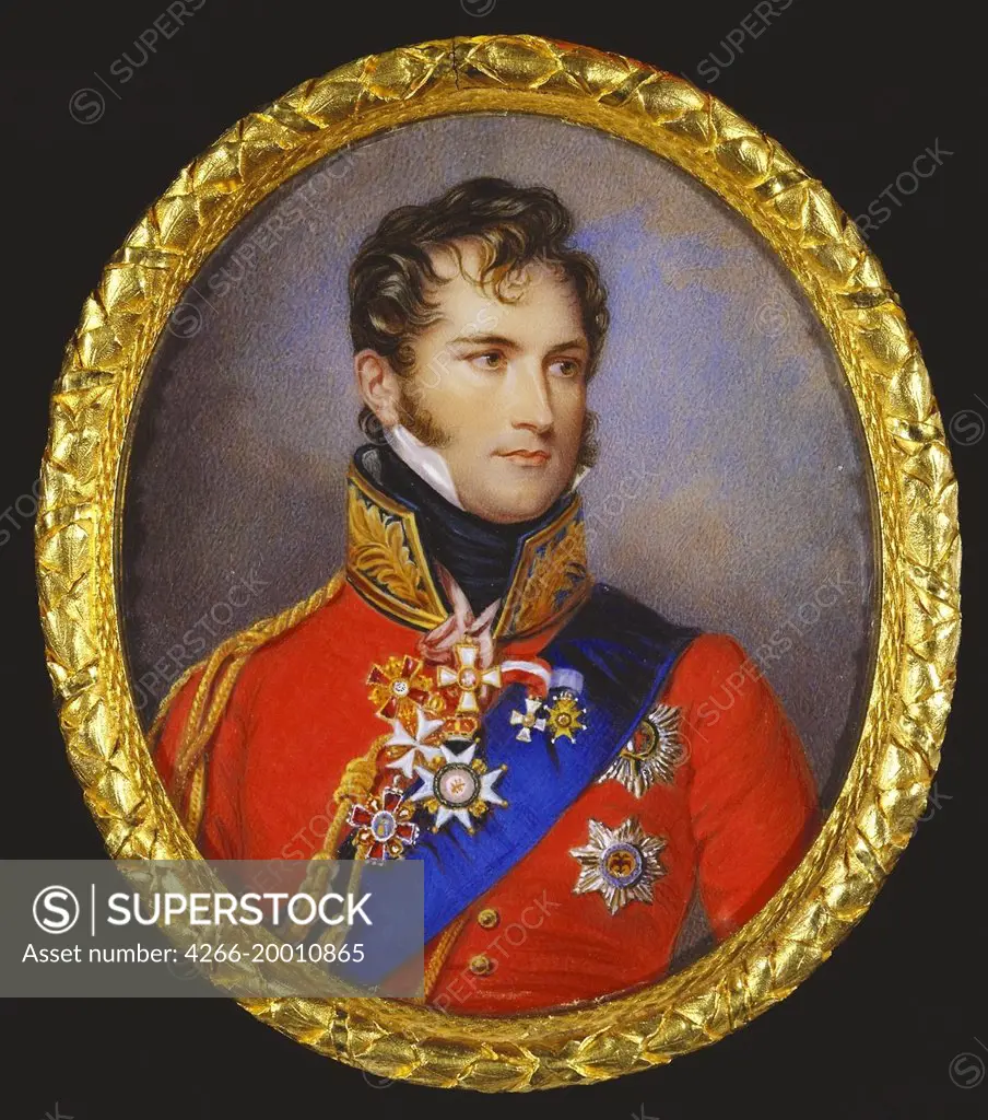 Leopold I, King of the Belgians (1790-1865) by Collen, Henry (1798-1879) / Royal Collection, London / 1861 / Great Britain / Watercolour, Gouache on horn / Portrait / 9,5x8 / Neoclassicism