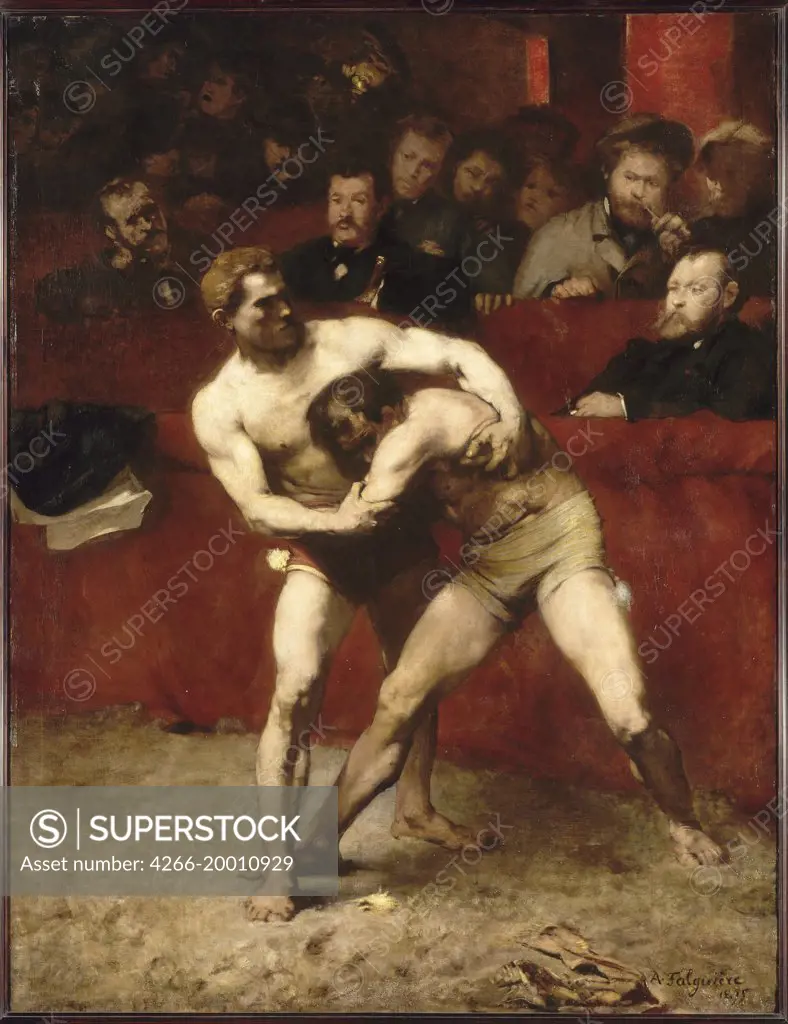 Wrestlers by Falguiere, Alexandre (1831-1900) / Musee d'Orsay, Paris / 1875 / France / Oil on canvas / Genre / 240x191 / Realism