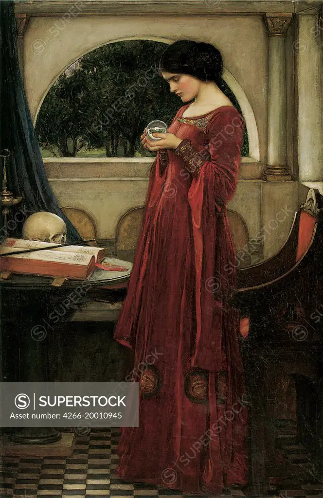 The Crystal Ball by Waterhouse, John William (1849-1917) / Private Collection / 1902 / Great Britain / Oil on canvas / Genre,Mythology, Allegory and Literature / 120,7x87,7 / Pre-Raphaelite paintings