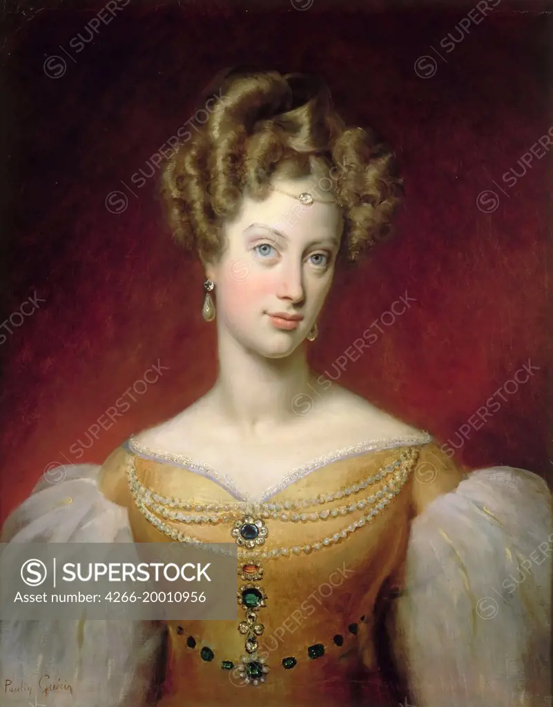 Princess Caroline of Naples and Sicily (1798-1870), Duchesse de Berry by Guerin, Paulin (1783-1855) / Musee de l'Histoire de France, Chateau de Versailles /France / Oil on canvas / Portrait / 69x54,5 / Neoclassicism
