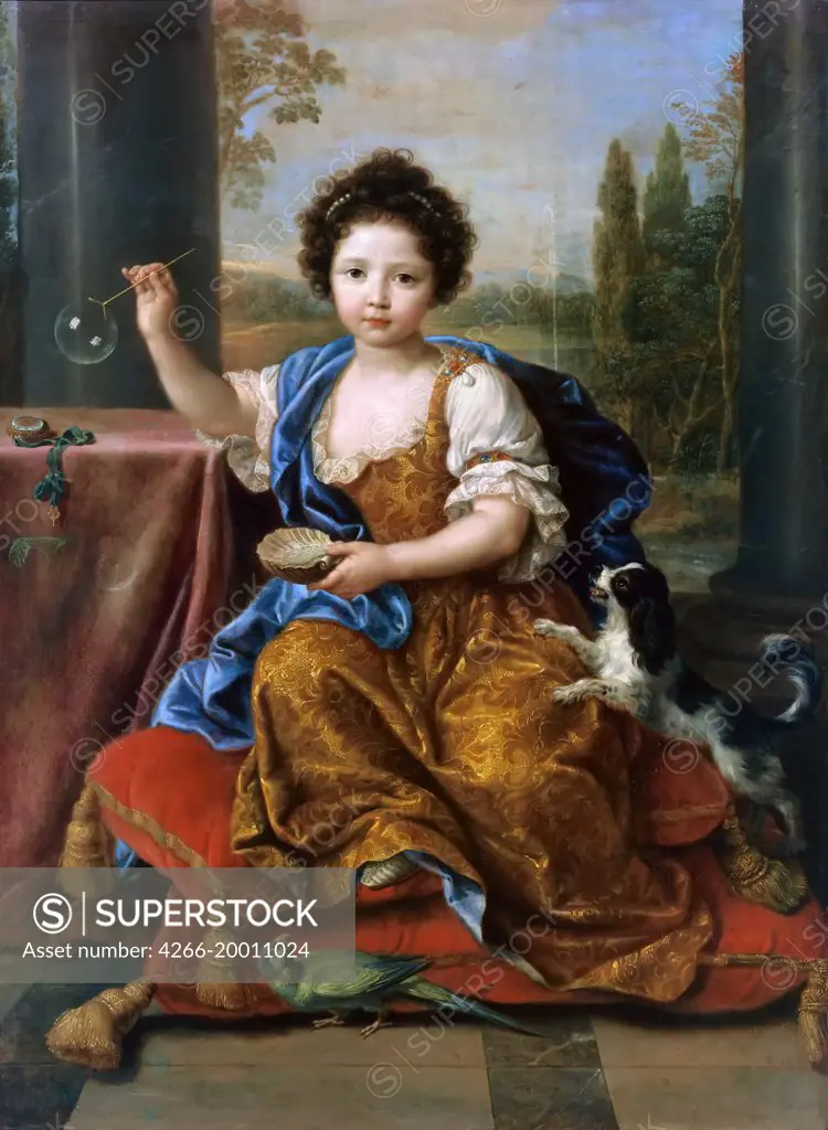 Louise Marie de Bourbon (1674-1681), duchesse d'Orleans by Mignard, Pierre (1612-1695) / Musee de l'Histoire de France, Chateau de Versailles /France / Oil on canvas / Portrait / 132x96 / Baroque