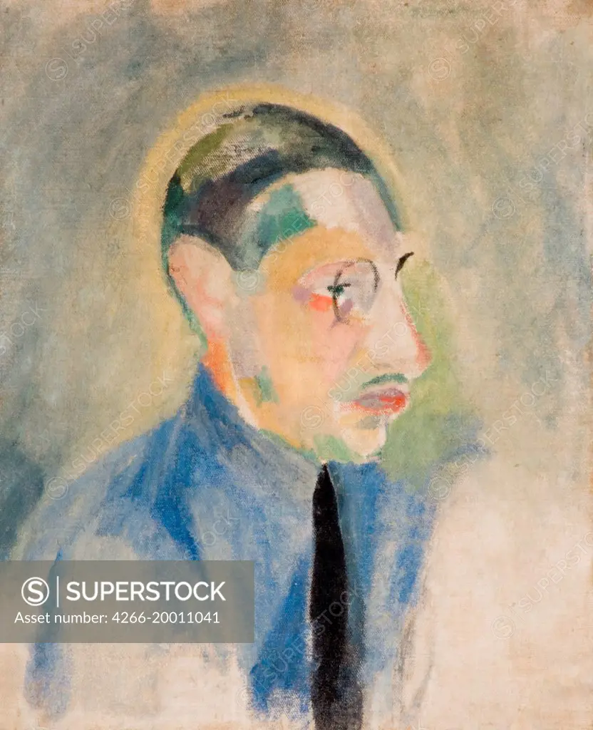 Portrait of Igor Stravinsky by Delaunay, Robert (1885ñ1941) / New Art Gallery Walsall / 1918 / France / Oil on canvas / Portrait / 65,5x54 / Orphic Cubism