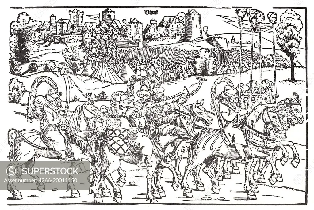 Fragment of a broadside on the Turkish invasion of Hungary by Schoen, Erhard (1491-1592) / British Museum / 1532 / Germany / Woodcut / History /Renaissance