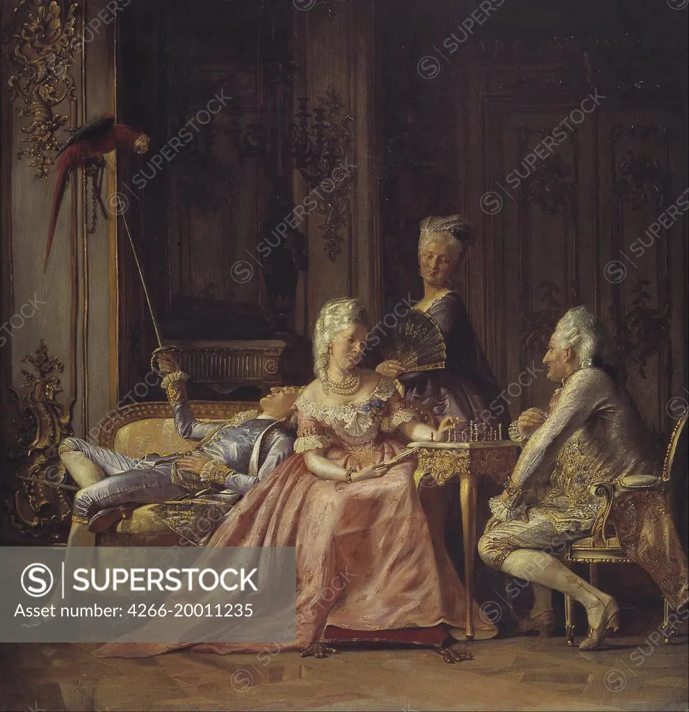 Scene from the court of Christian VII by Zahrtmann, Kristian (1843-1917) / Hirschsprung Collection / 1873 / Denmark / Oil on canvas / Genre,Mythology, Allegory and Literature,History / 83x92 / History painting