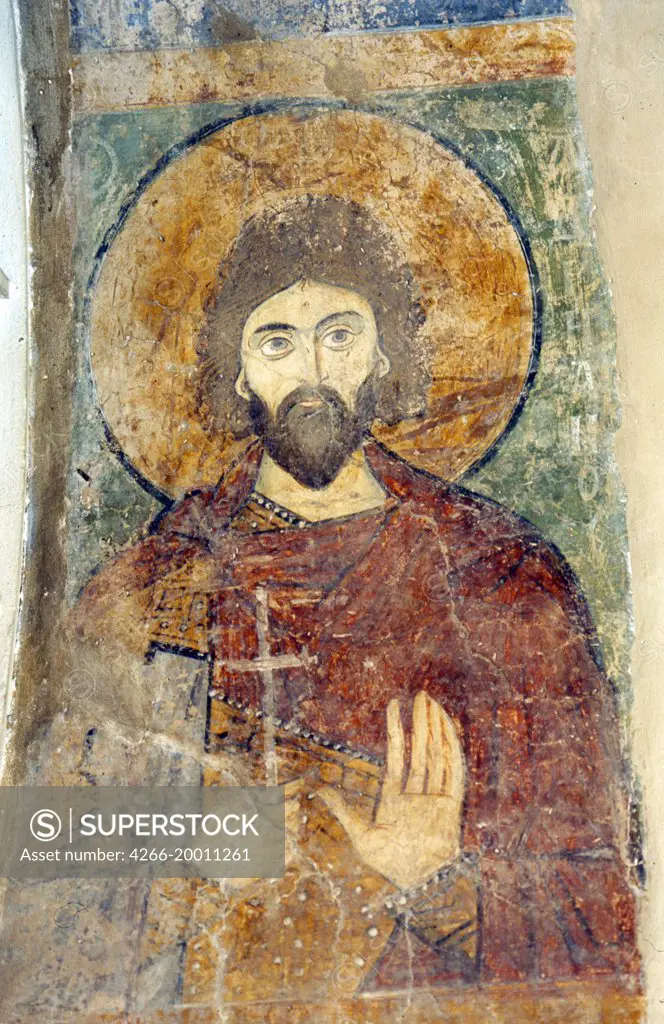 Saint Adrian by Ancient Russian frescos   / Saint Sophia Cathedral, Kiev / 11th century / Russia / Fresco / Bible /Old Russian Art