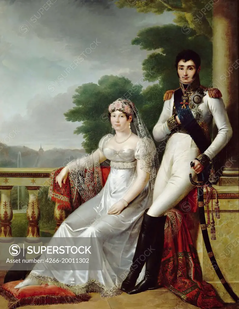 Jerome Bonaparte and Catharina of Wurttemberg as King and Queen of Westphalia by Kinson, Francois-Joseph (1770-1839) / Musee de l'Histoire de France, Chateau de Versailles /Flanders / Oil on canvas / Portrait / 225x179,5 / Neoclassicism