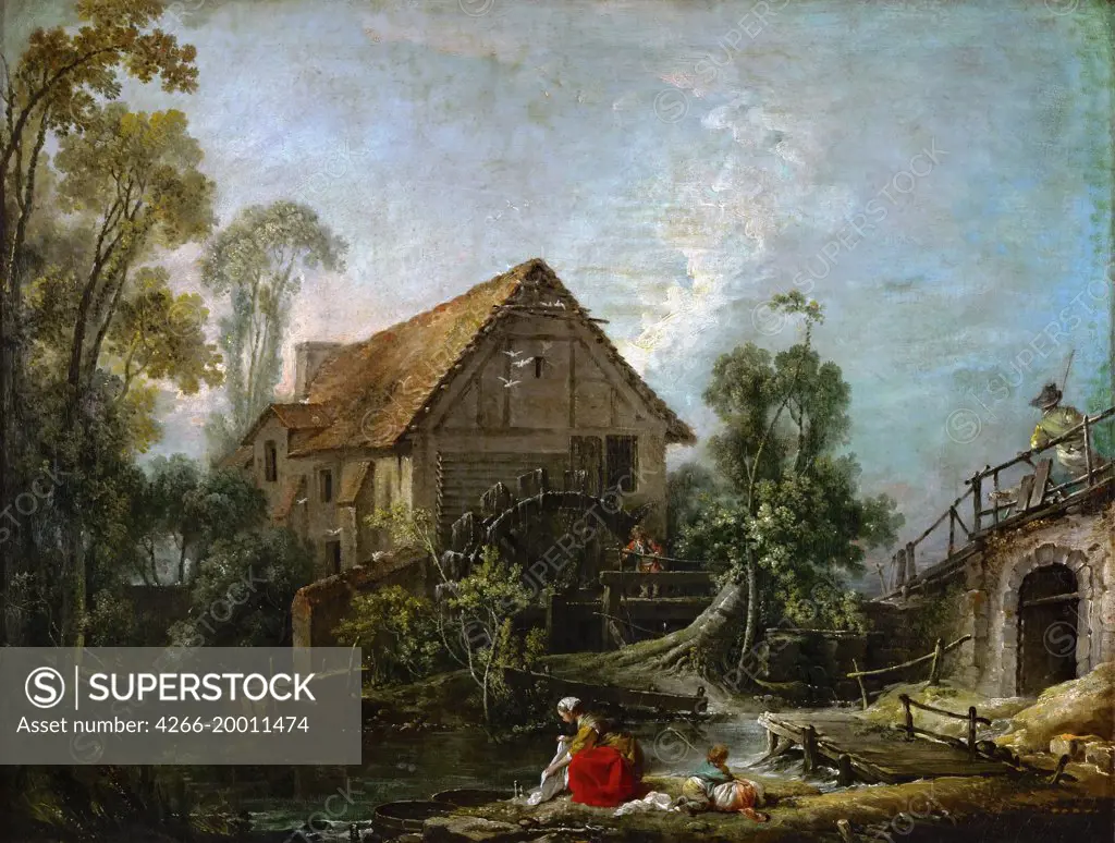 The Mill by Boucher, Francois (1703-1770) / Louvre, Paris / 1751 / France / Oil on canvas / Landscape / 67x85 / Rococo