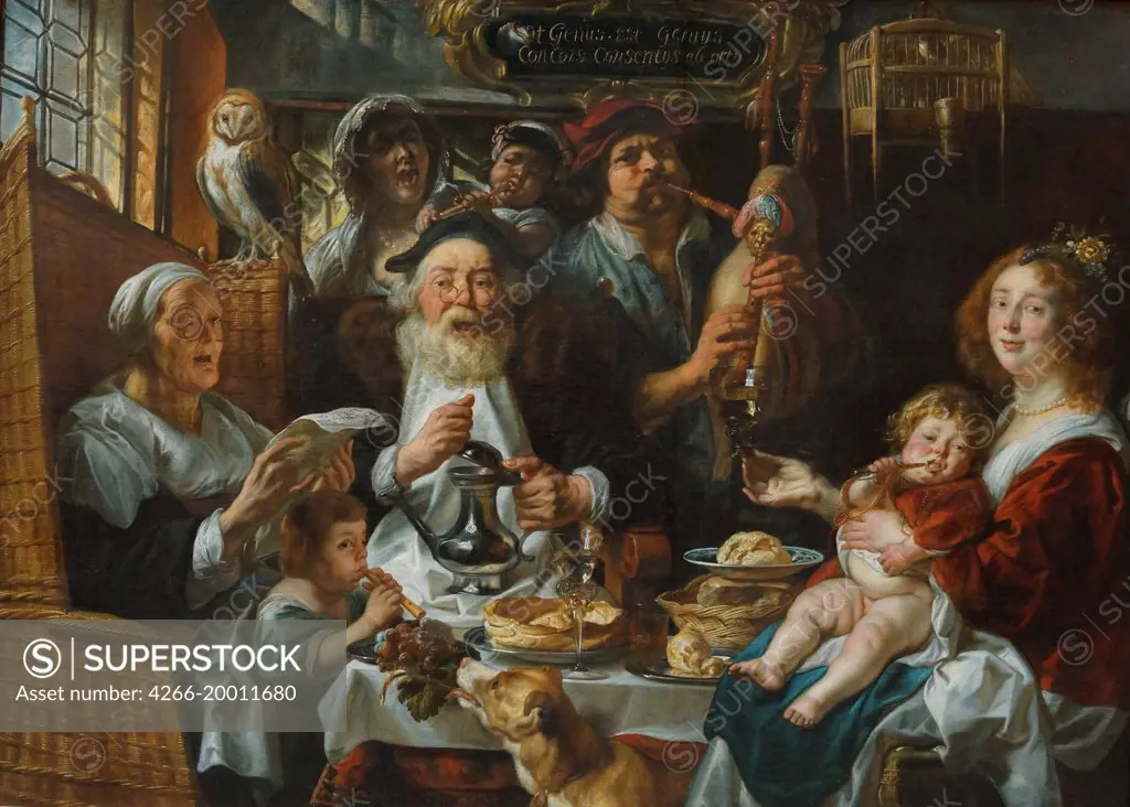 As the Old Sing, So the Young Pipe by Jordaens, Jacob (1593-1678) / Musee des beaux-arts de Valenciennes /Flanders / Oil on canvas / Genre,Mythology, Allegory and Literature / 155x209 / Baroque
