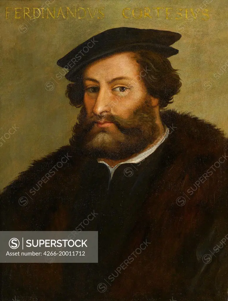Portrait of Hernan Cortes by Anonymous   / Private Collection / End of 16th cen. / Italy, Emilian School / Oil on canvas / Portrait / 64,8x50,2 / Mannerism