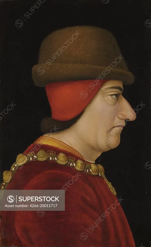 Portrait of Louis XI of France by Anonymous   / Private Collection / ca 1470 / France / Oil on wood / Portrait / 36,5x22,2 / Renaissance