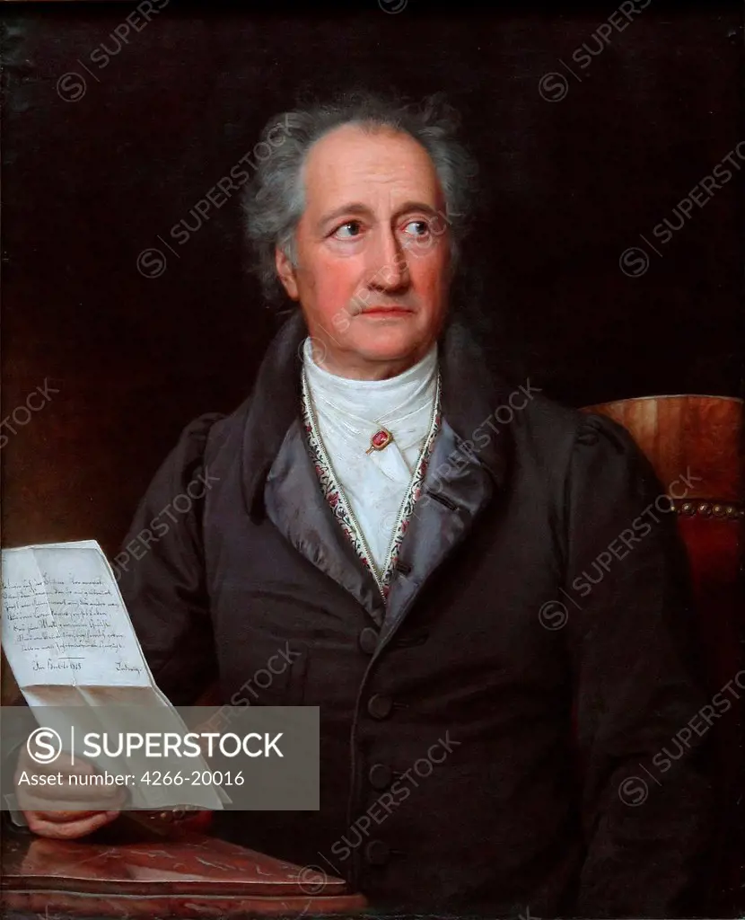 Portrait of the author Johann Wolfgang von Goethe (1749-1832) by Stieler, Joseph Karl (1781-1858)/ Neue Pinakothek, Munich/ 1828/ Germany/ Oil on canvas/ Romanticism/ 78x63,8/ Portrait