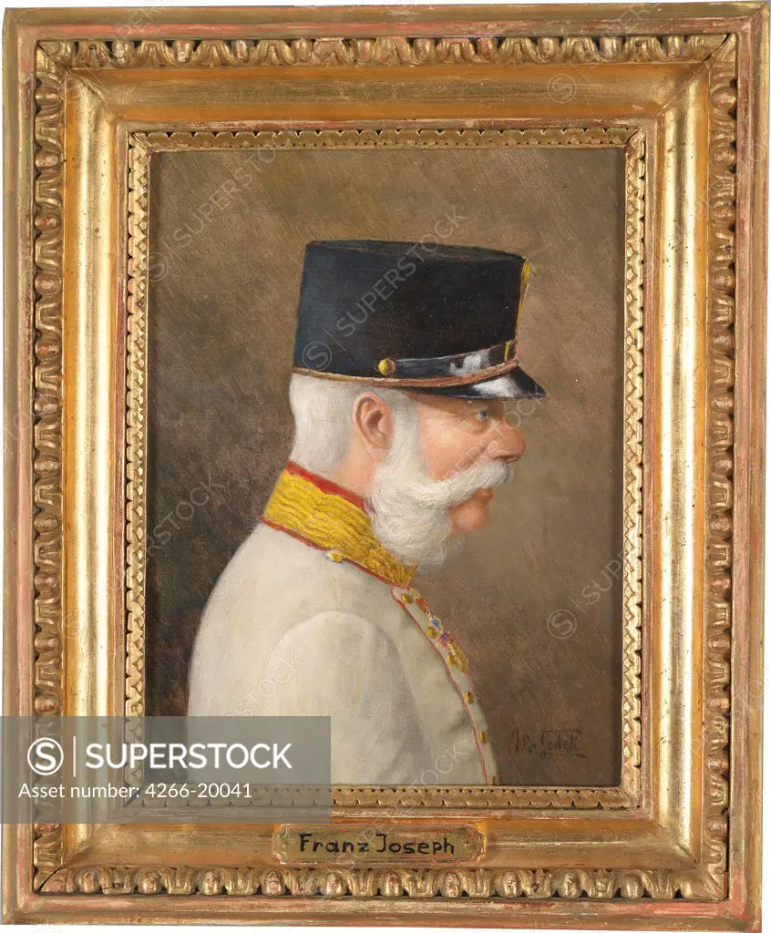 Portrait of Franz Joseph I of Austria by Ledeli, Moritz (1856-1920)/ Private Collection/ Austria/ Oil on canvas/ Biedermeier/ 23x17,5/ Portrait