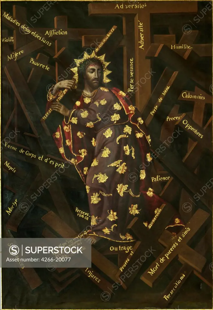 El Cristo de las Cruces by Moyen, Francisco (1720-1761)/ Santa Teresa Convent Museum, Potosi, Bolivia/ Early 18th cen./ France/ Oil on canvas/ Baroque/ 154,3x114/ Bible