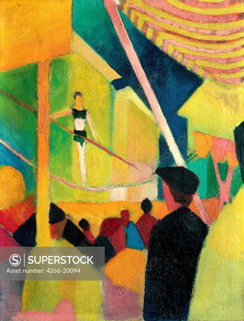 Tightrope walker by Macke, August (1887-1914)/ Private Collection/ c. 1913/ Germany/ Oil on canvas/ Expressionism/ 46x35/ Genre